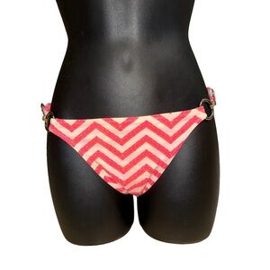 Chevron Pink Bikini Bottom with Ring Accent